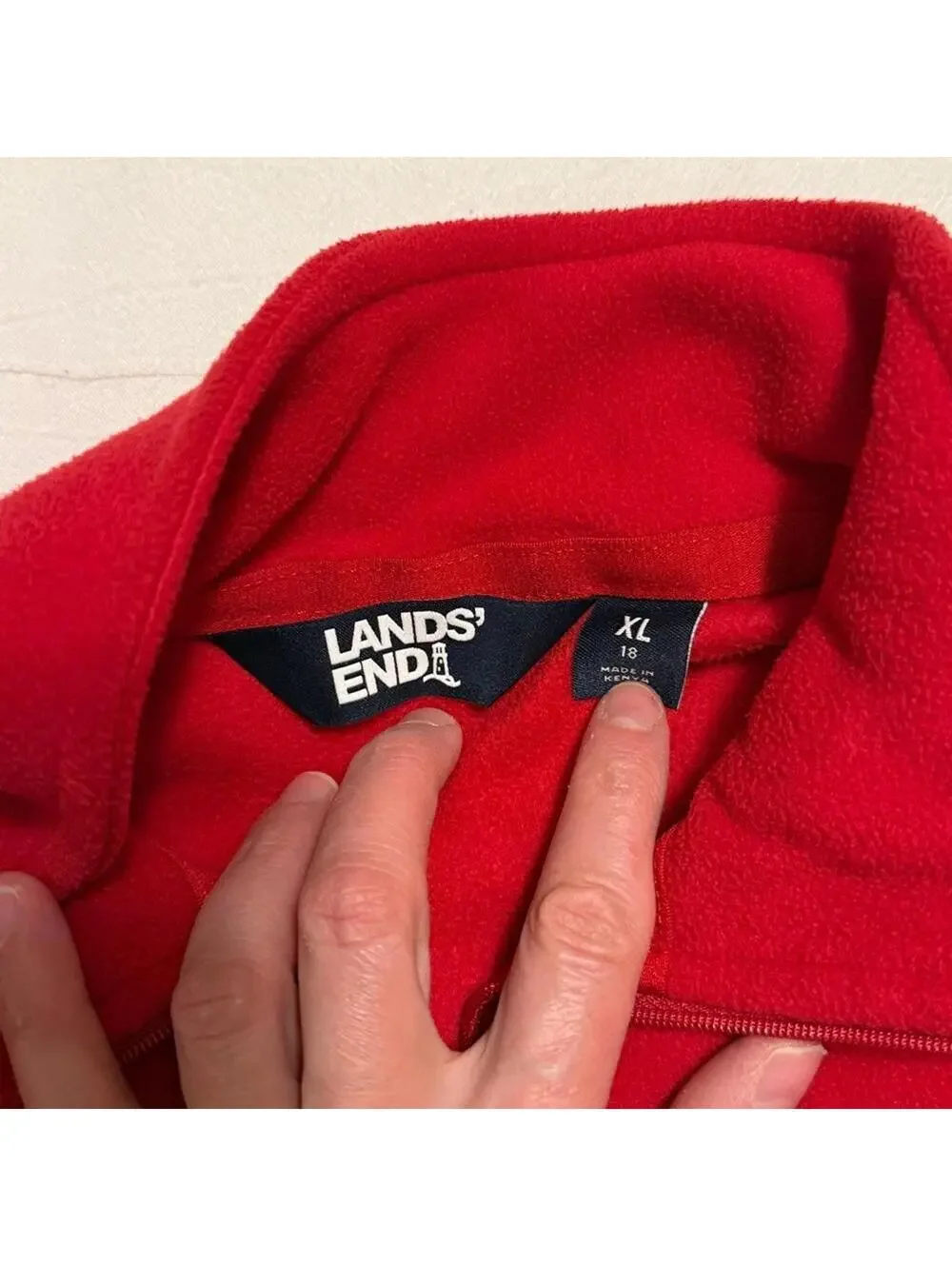 Lands End Women's Bold Red Full Zip Fleece Jacket Size XL Layering Outdoor - Picture 3 of 5